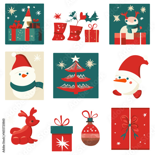 christmas, festival, vector, transparent background, xmas, icon, celebration, winter, surprise, pattern, merry, season, icons, christmas set