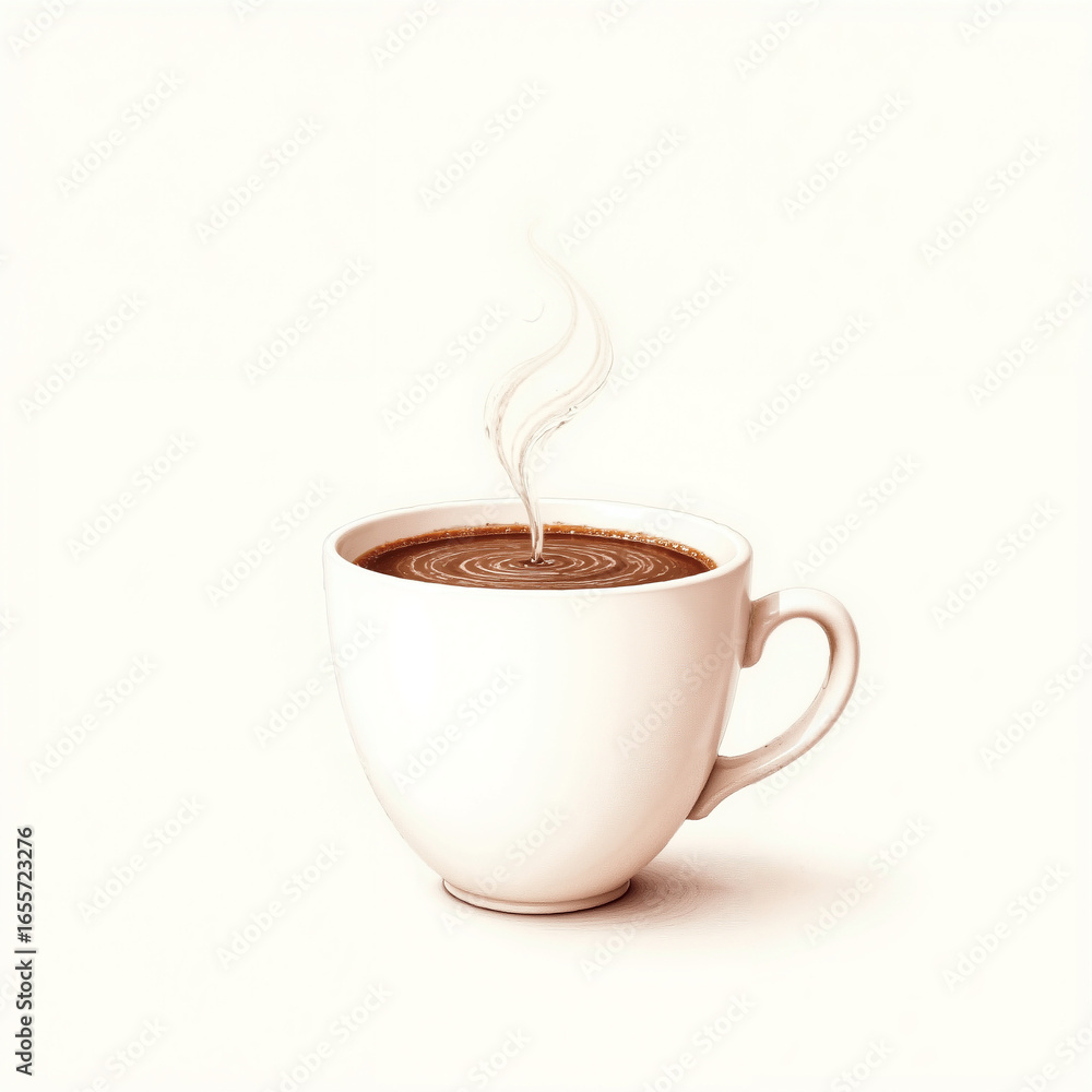 Obraz premium Hot coffee cup with steam rising, minimalist and cozy design