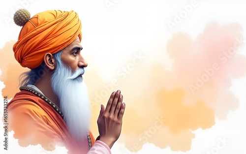 Watercolor background illustration for guru nanak jayanti. High quality