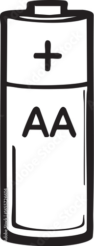 AA Size Battery Outline Sketch Icon
