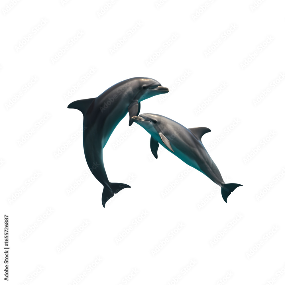 Obraz premium Majestic Dolphins: Ocean Wildlife in Underwater Elegance