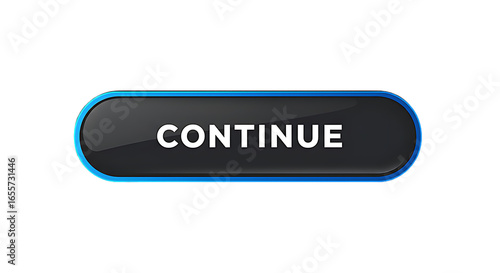 Sleek Continue Button with Blue Outline on Black Background