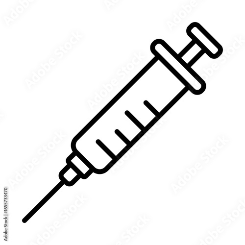 syringe line icon, representing medical injections, treatment, and healthcare
