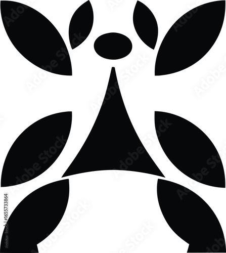 Dog silhouette geomatric logo with wagging tail