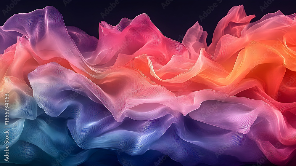 Obraz premium Abstract Flowing Fabric Waves with Gradient Color Transition on