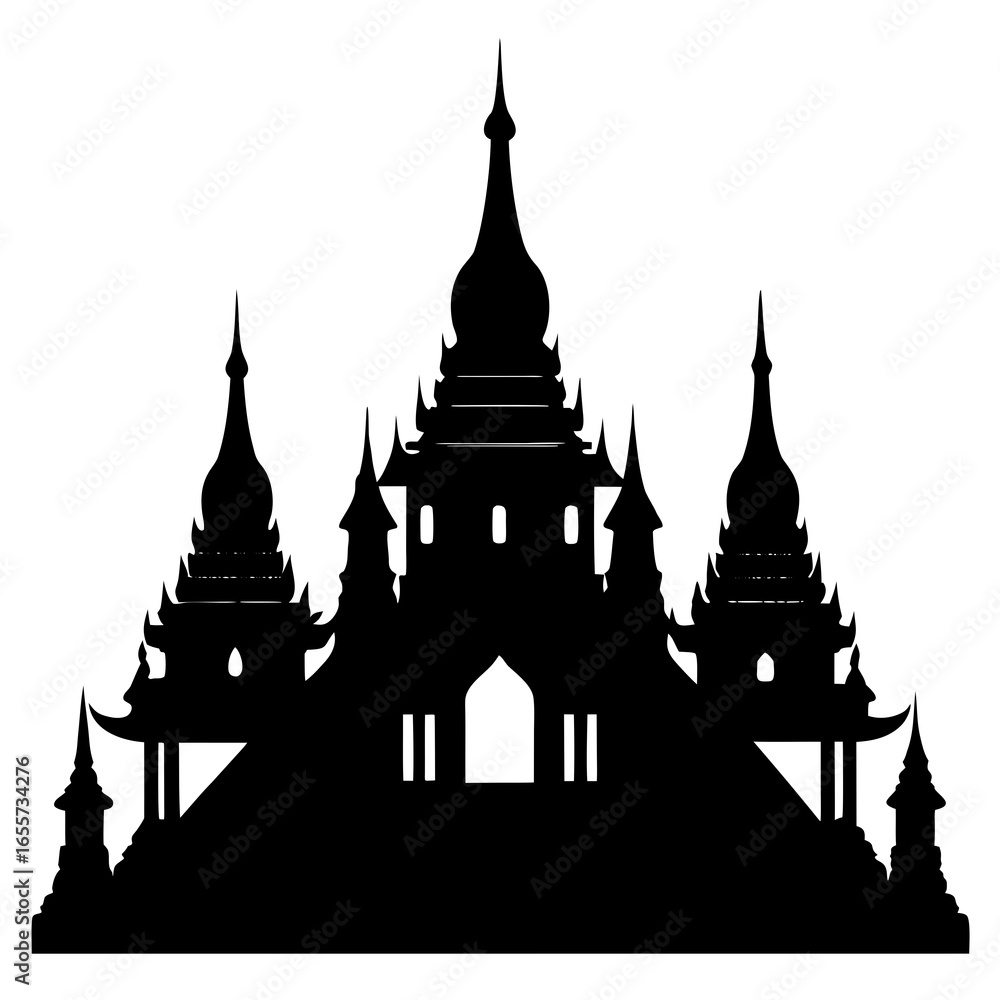 Fototapeta premium Black Temple Silhouette Illustration