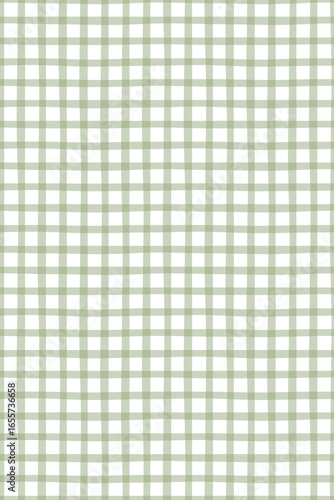 Hand drawn seamless pattern gingham pastel sage green