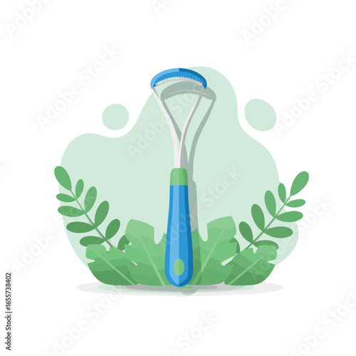 Blue Tongue Scraper for Oral Hygiene.
