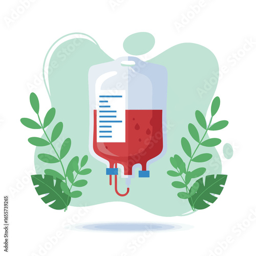 Medical blood donation bag for transfusion a healthcare concept illustration.
