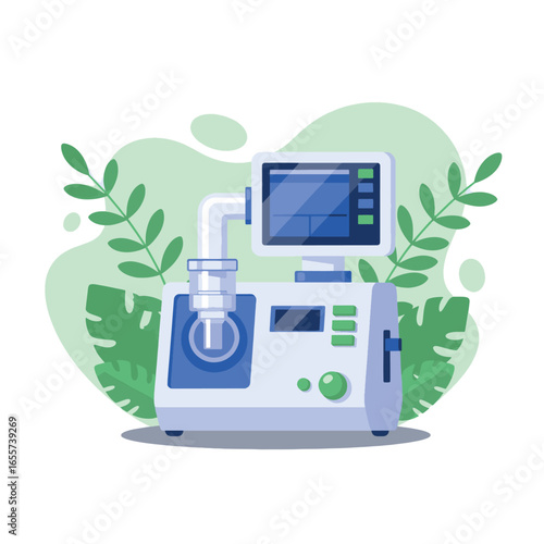 Modern Medical Ventilator Illustration.