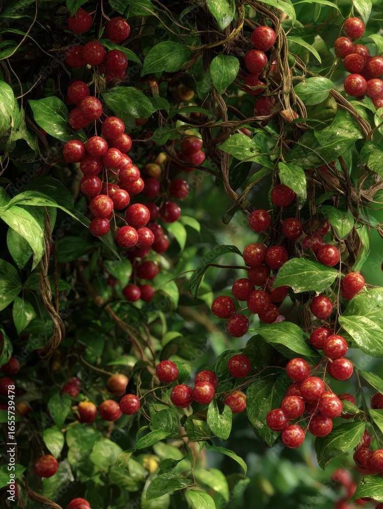 Obraz premium nutrient dense flourishing schizandra grows on forest vines