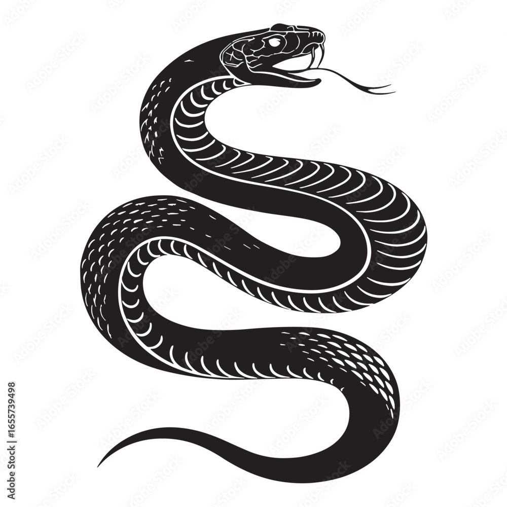 Obraz premium black python Silhouette Vector, High Quality Illustration on White Background