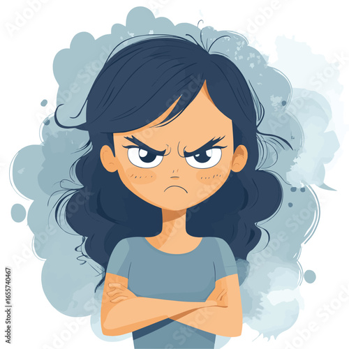 Angry woman. Stress concept illustration