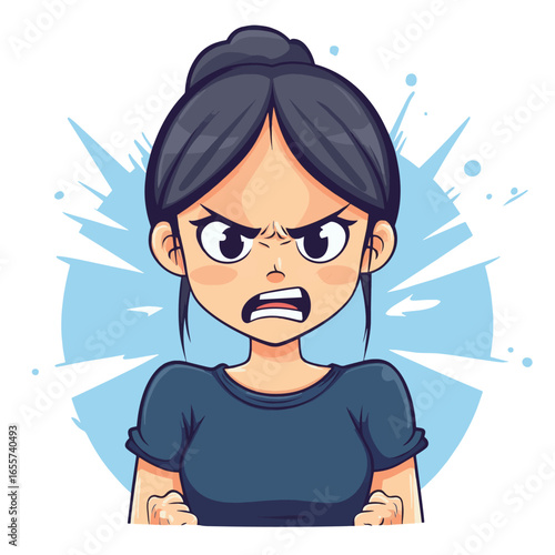 Angry woman. Stress concept illustration