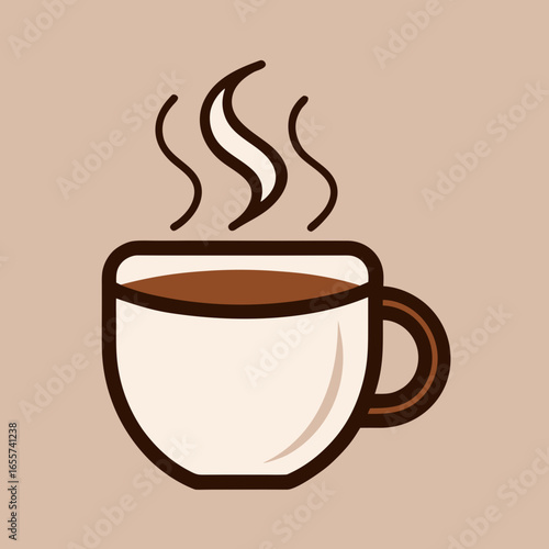 Simple icon of a steaming cup of coffee