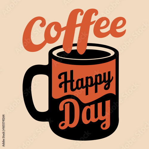 Coffee happy day retro mug design