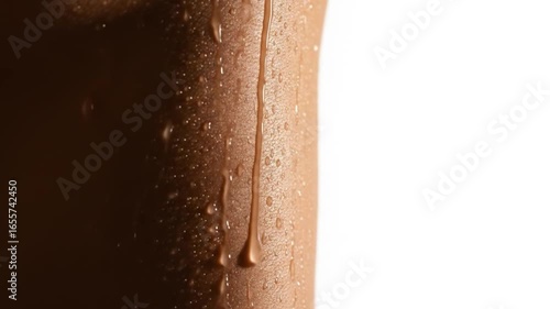 Glistening skin water droplets cling