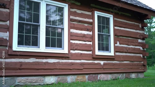 Wallpaper Mural Rustic Cabin Windows & Wooden Logs Torontodigital.ca
