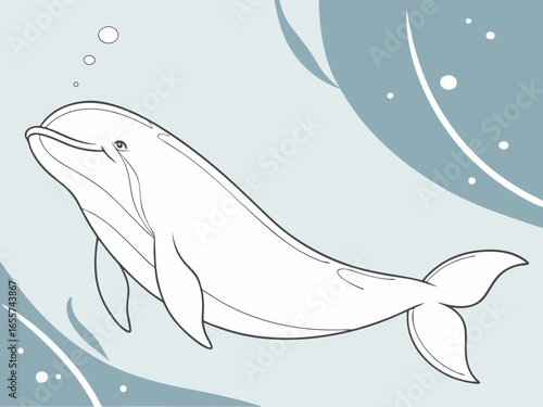 Beluga, whales, underwater life, wild animals, animals in the sea, vector