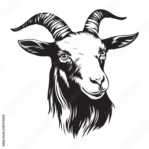 goat head Vector, goat vector illustration, goat head emblem design, Goat silhouette