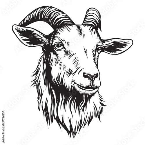 goat head Vector, goat vector illustration, goat head emblem design, Goat silhouette