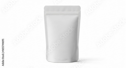 Blank white stand up pouch with zipper, packaging mockup