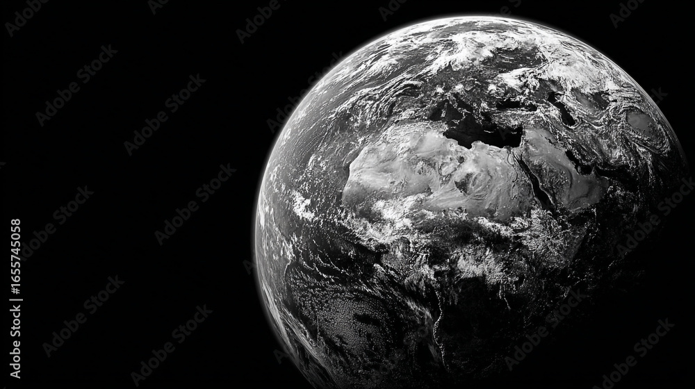 Fototapeta premium Planet Earth on Black Background with Copy Space