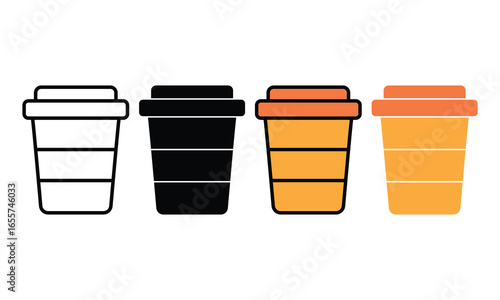 Coffee paper cup icon set
