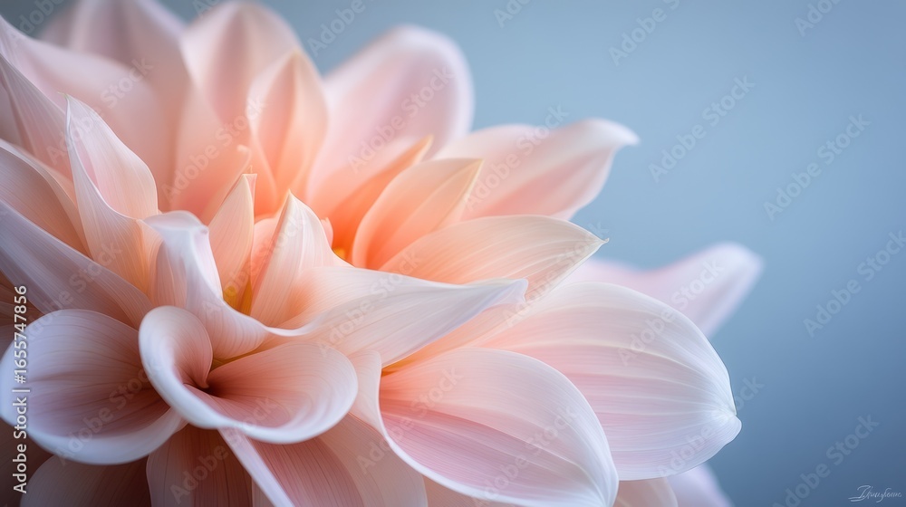 Fototapeta premium Elegant Pink Dahlia Blossom with Soft Petals and Subtle Natural Light Background
