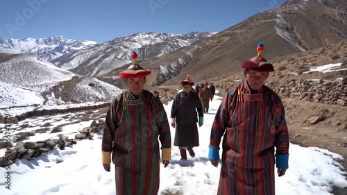 Traditional Himalayan Walk Culture and Mountain Scenery