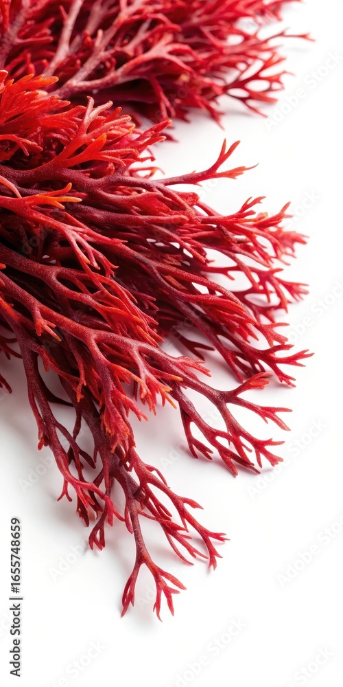 Naklejka premium Close-up of Red Seaweed on White Background