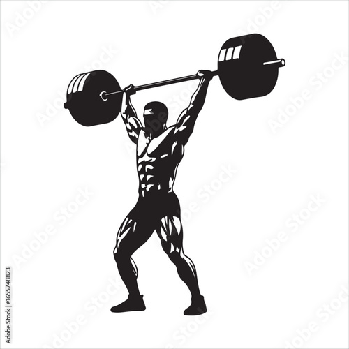 Powerful Weightlifter Overhead Lift Silhouette