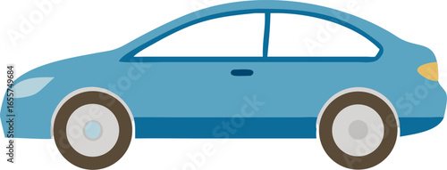 Clean side view of a sedan car on a white background
