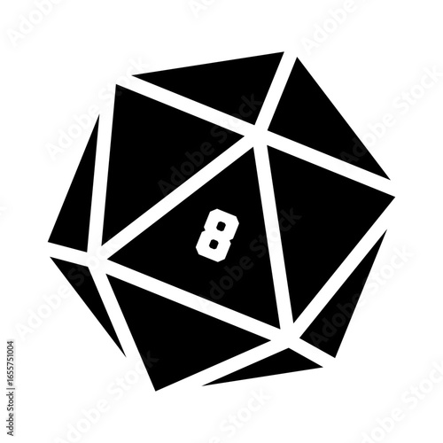 Solid Black Color Dice D20 Natural 8