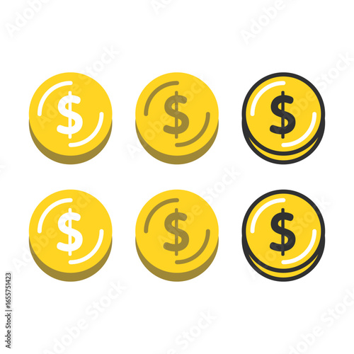 ドルマーク。＄マーク。コイン。アイコン。Dollar sign. $ sign. Coin. Icon.