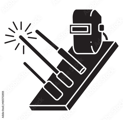 Welding and metalworking craftsman silhouette vector illustration graphic black and white