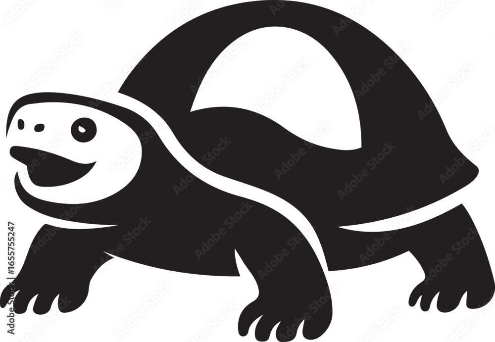 Fototapeta premium Cartoon turtle smiling face vector, Black and white turtle illustration design