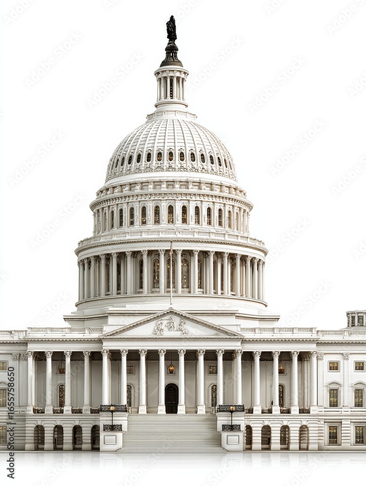 Fototapeta premium country capitol building isolated on white background government architecture stock image