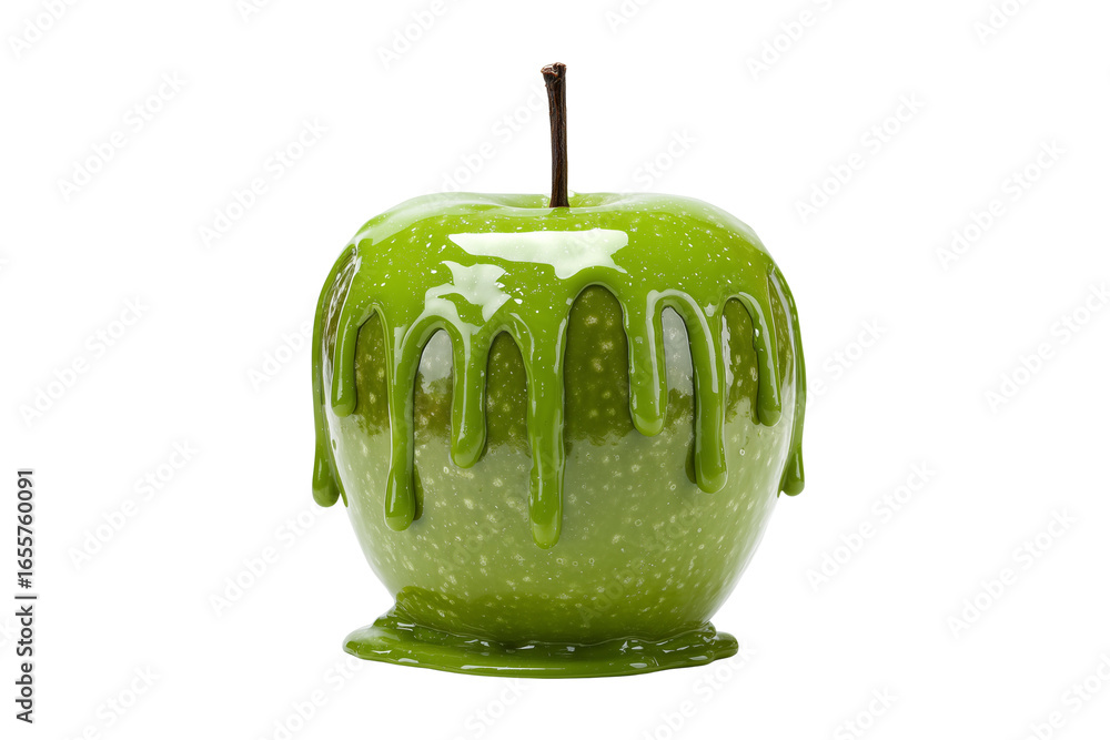 Obraz premium A Halloween poison apple with green slime, isolated on a transparent background.