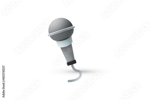 Realistic microphone illustration isolated on white background.