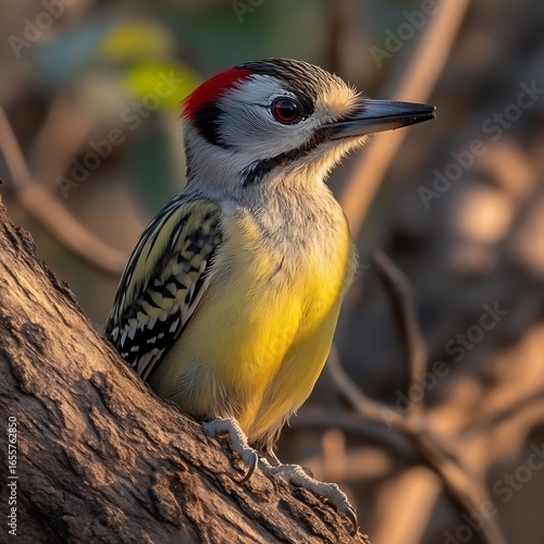 Close-up of a woodpecker perched on a tree branch.