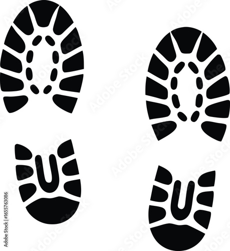 Shoe, boot Print Patterns Vector illustration, Muddy boot prints. Grunge Boot Print Patterns. shoe prints.