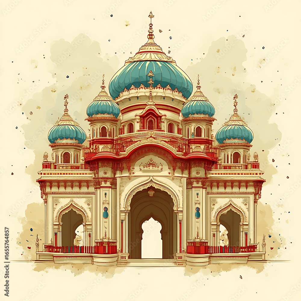 Obraz premium Ornate architectural illustration of a grand building.