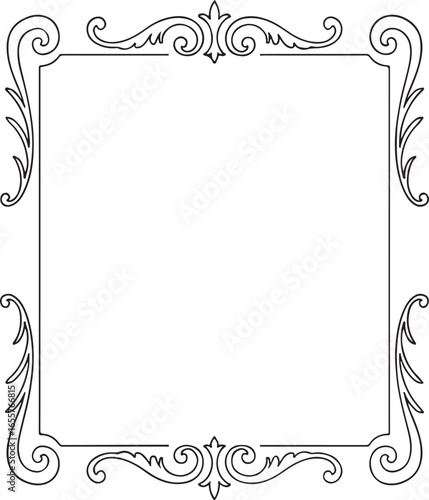 Elegant Frame Design: An ornate vintage-style picture frame featuring detailed swirling flourishes, creates a sense of classic refinement and adds a touch of sophistication.