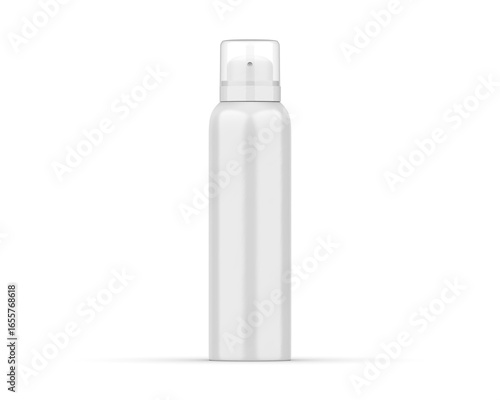 Blank white spray bottle deodorant can mockup isolated on white background, 3d illustration.