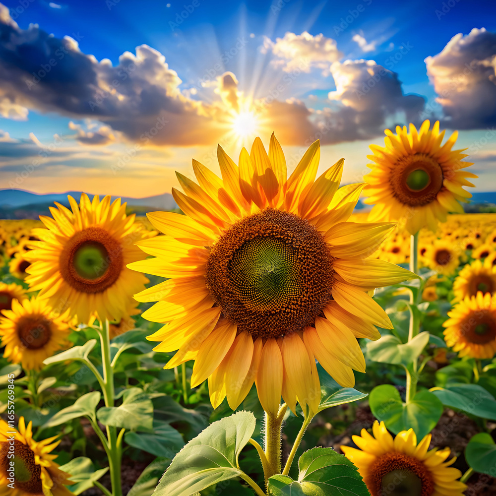 Fototapeta premium vibrant sunflowers a burst of summer