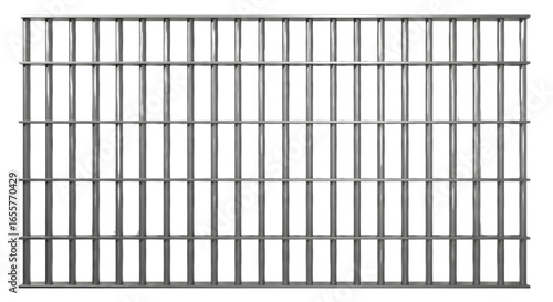 Metal prison cell bars isolated on white
