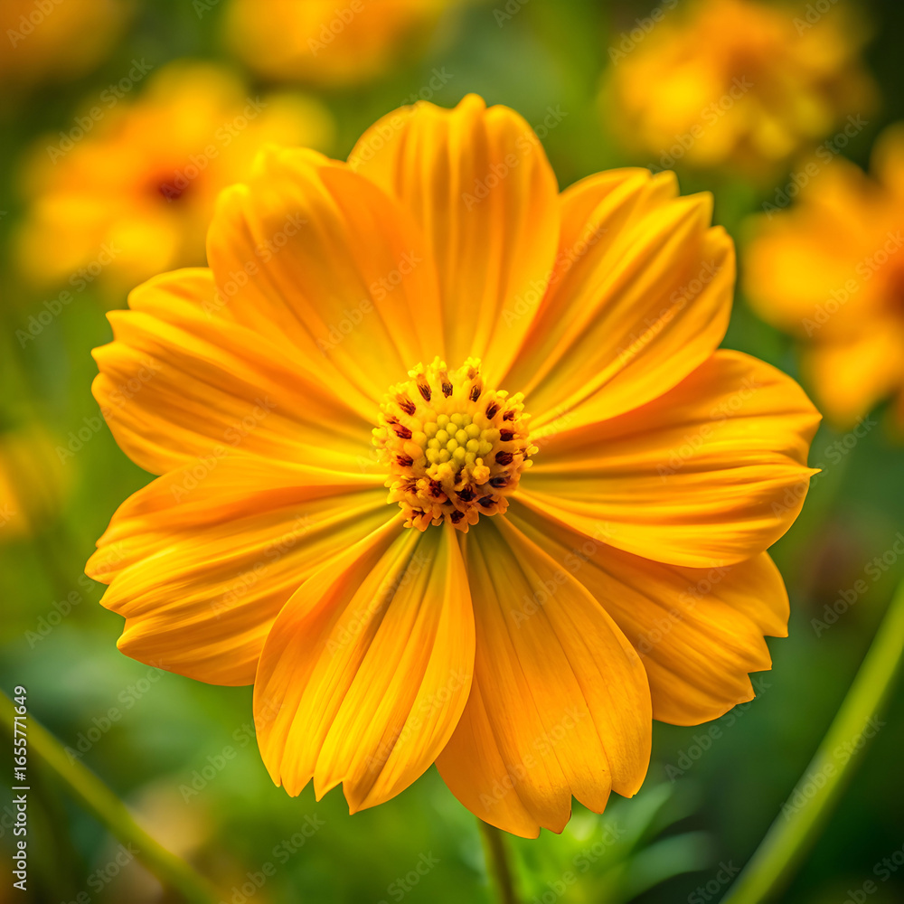 Obraz premium vibrant yellow cosmos flower a closeup