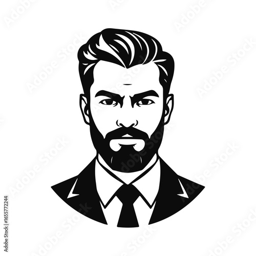 Man icon, businessman avatar vector, office worker icon, hipster face design, graphic male portrait, businessman avatar, bearded man, office worker, hipster face, male portrait
