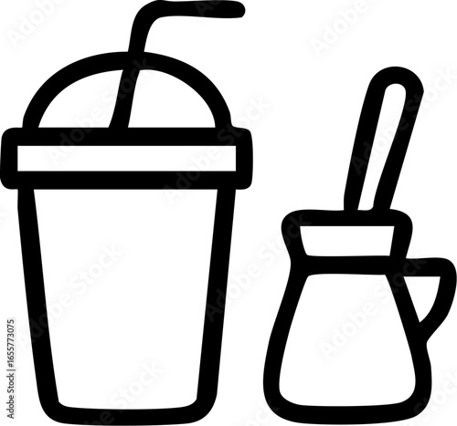 Takeaway Drink Cup and Creamer Icons.